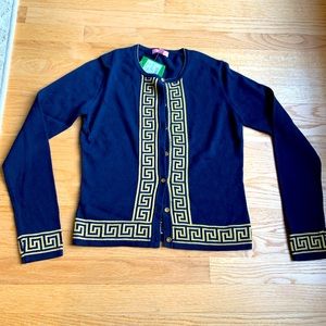 Lilly Pulitzer Navy and Gold Cardigan